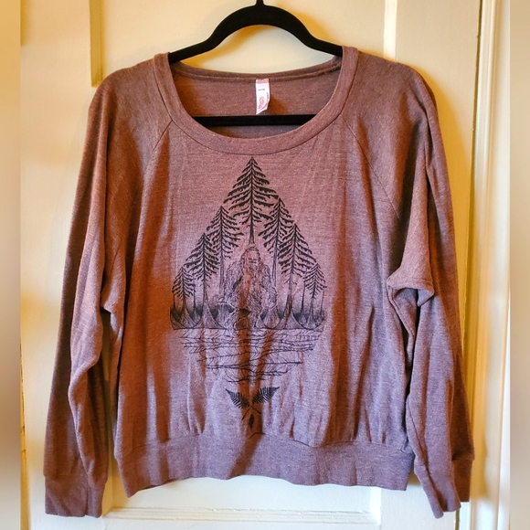 Bigfoot sasquatch forest cryptid light sweater long sleeve top - Picture 3 of 10